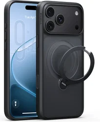 TORRAS Ostand Q3 Spin iPhone 18 Pro / 17 Pro Hoesje MagSafe Kickstand Zwart afbeelding