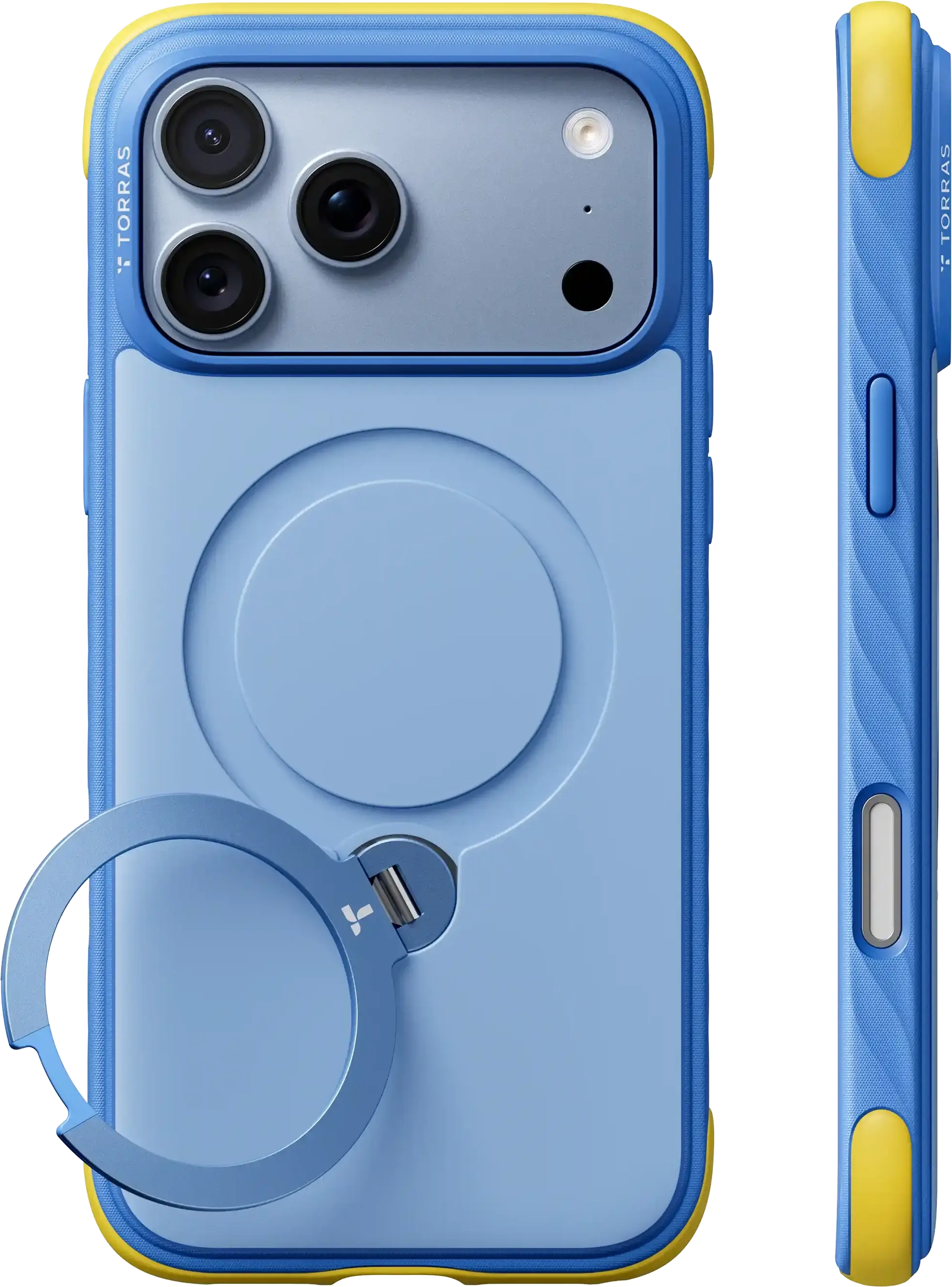 TORRAS Ostand Q3 Rugg iPhone 18 Pro / 17 Pro Hoesje MagSafe Kickstand Blauw afbeelding 1