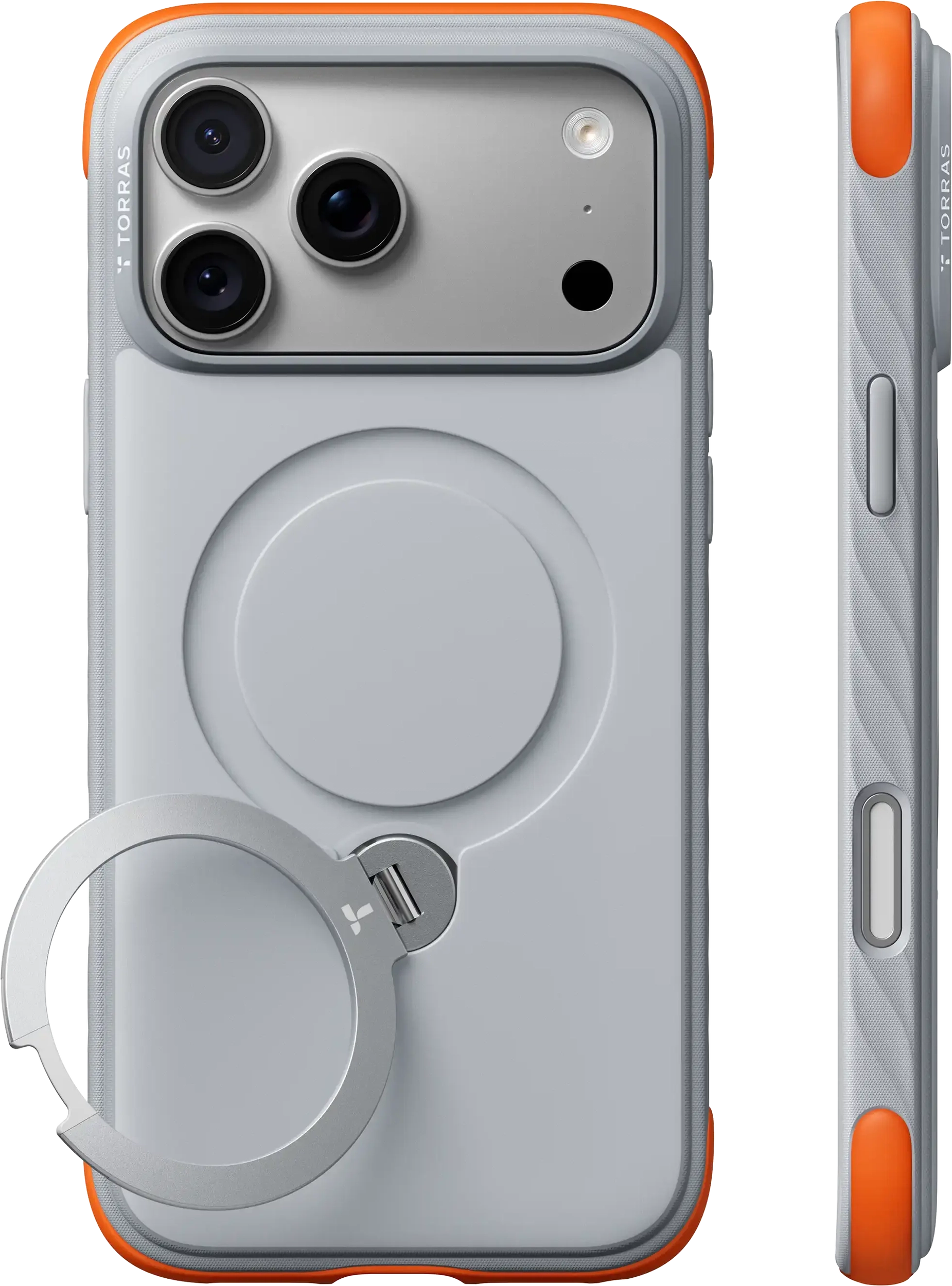 TORRAS Ostand Q3 Rugg iPhone 18 Pro / 17 Pro Hoesje MagSafe Kickstand Wit afbeelding 1