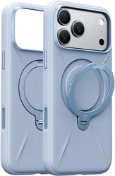 TORRAS Q3 Silicone iPhone 18 Pro Max Hoesje MagSafe 360° Kickstand Blauw afbeelding