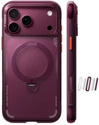 TORRAS Ostand Q3 Air iPhone 18 Pro Hoesje MagSafe 360° Kickstand Burgundy afbeelding