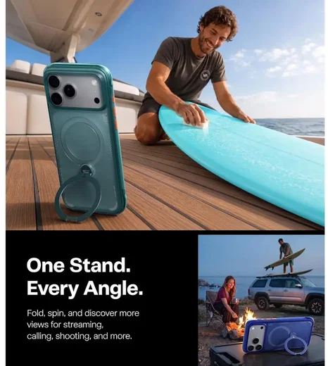 TORRAS Ostand Q3 Air iPhone 18 Pro / 17 Pro Hoesje MagSafe Kickstand Groen afbeelding 7