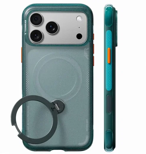 TORRAS Ostand Q3 Air iPhone 18 Pro / 17 Pro Hoesje MagSafe Kickstand Groen afbeelding 2