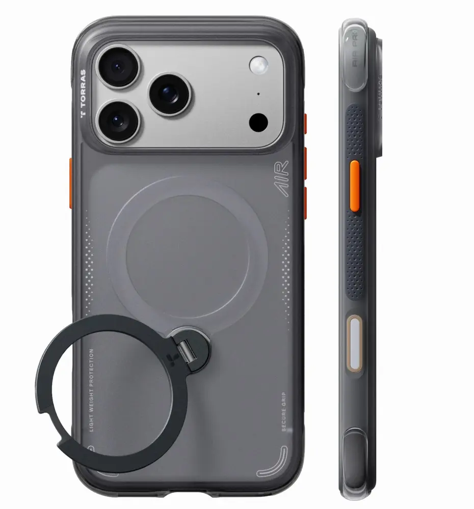 TORRAS Ostand Q3 Air iPhone 18 Pro / 17 Pro Hoesje MagSafe Kickstand Zwart afbeelding 2