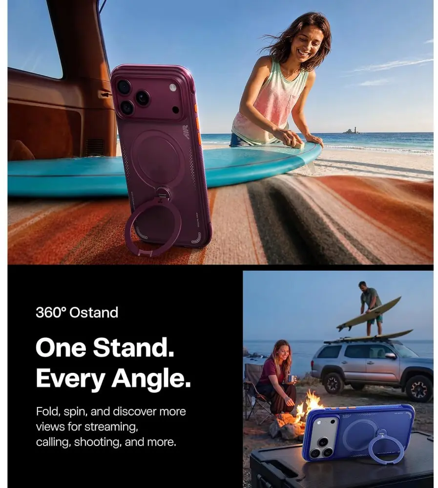 TORRAS Ostand Q3 Air iPhone 18 Pro Max / 17 Pro Max Hoesje MagSafe Burgundy afbeelding 7
