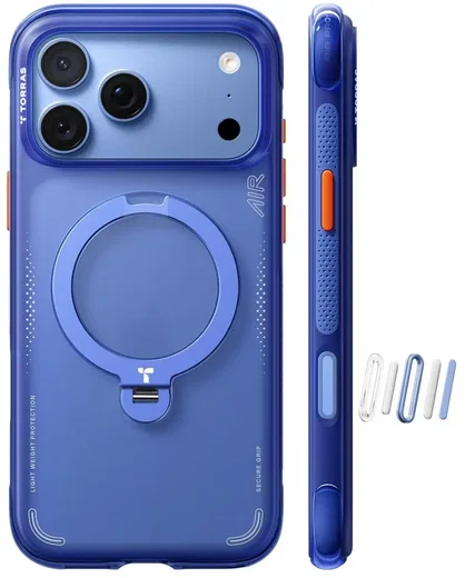 TORRAS Ostand Q3 Air iPhone 18 Pro Max / 17 Pro Max Hoesje MagSafe Blauw afbeelding 1