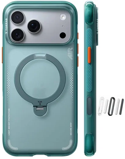 TORRAS Ostand Q3 Air iPhone 18 Pro Max / 17 Pro Max Hoesje MagSafe Groen afbeelding 1