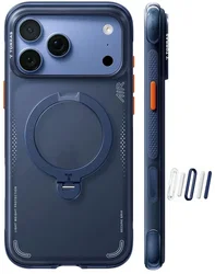 TORRAS Ostand Q3 Air iPhone 18 Pro Max Hoesje MagSafe 360° Stand Donker Blauw afbeelding
