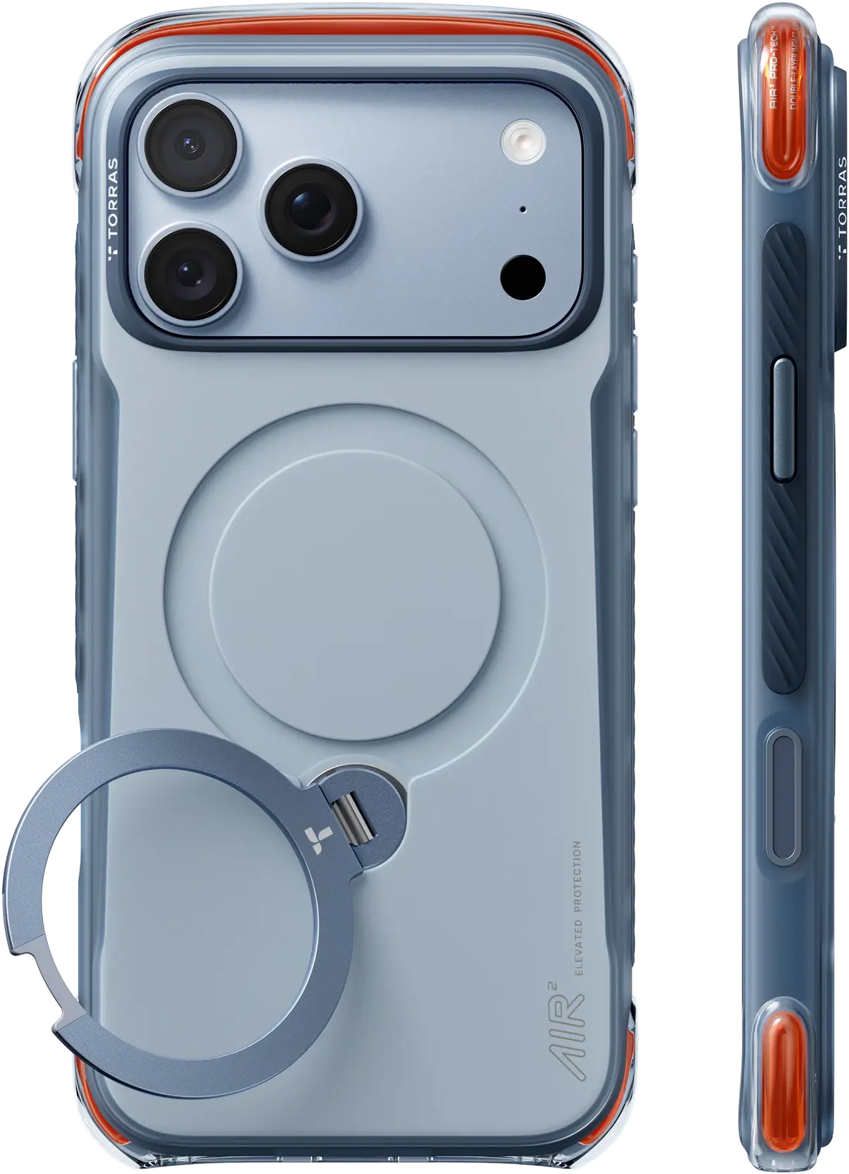 TORRAS Ostand Q3 Air Pro iPhone 18 Pro / 17 Pro Hoesje MagSafe Kickstand Blauw afbeelding 1