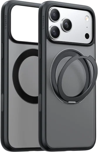 TORRAS Ostand O1 Guardian Apple iPhone 18 Pro Hoesje 360° MagSafe Stand Zwart afbeelding 1