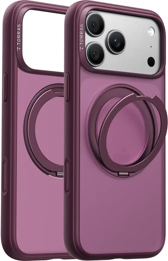 TORRAS Ostand O1 Guardian Apple iPhone 18 Pro Hoesje 360° MagSafe Stand Paars afbeelding 1