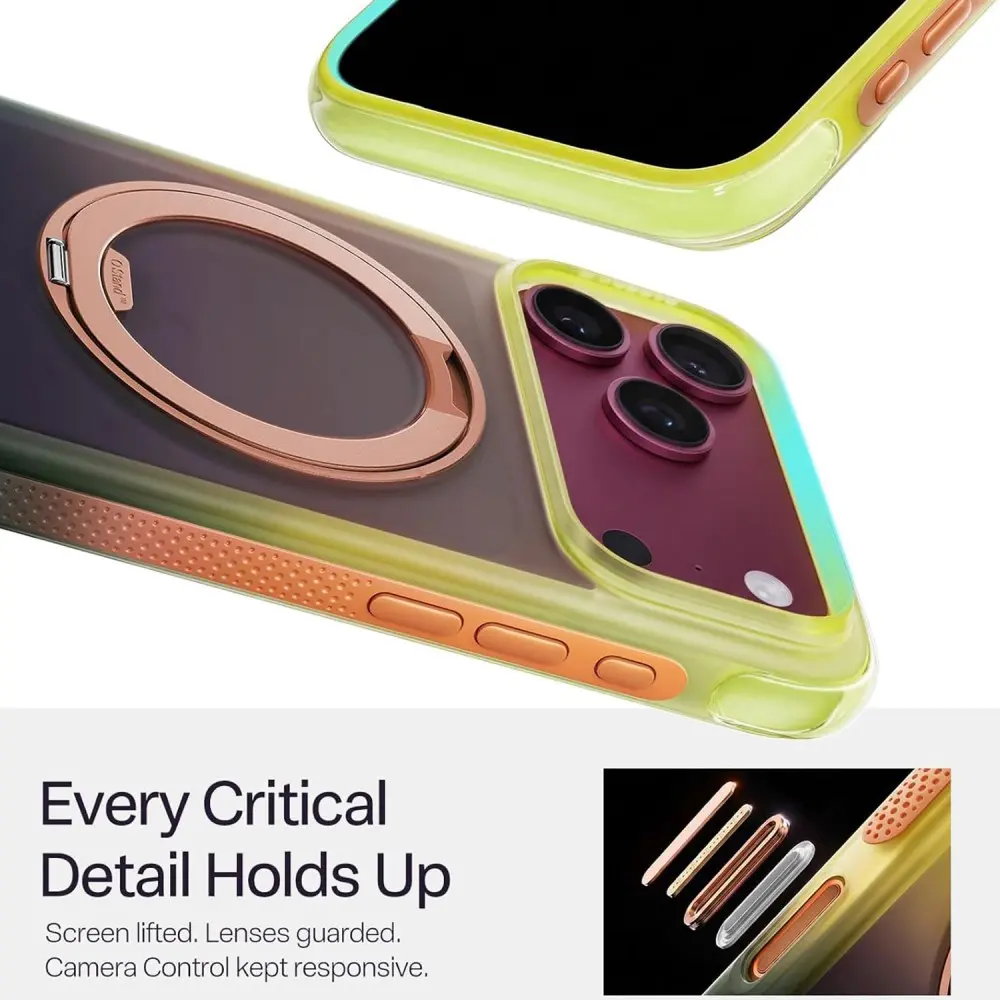 TORRAS O3 Air Gradient iPhone 18 Pro / 17 Pro Hoesje MagSafe Stand Oranje Paars afbeelding 8
