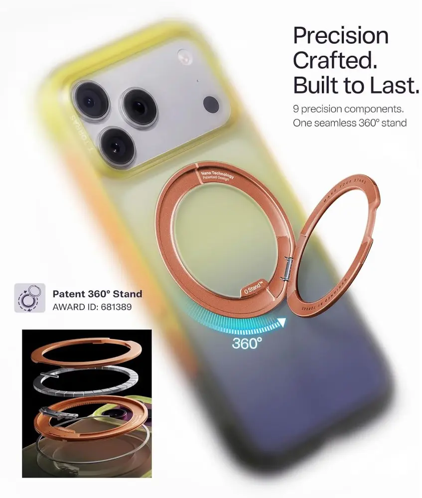 TORRAS O3 Air Gradient iPhone 18 Pro / 17 Pro Hoesje MagSafe Stand Oranje Paars afbeelding 3