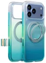 TORRAS O3 Air Gradient iPhone 18 Pro / 17 Pro Hoesje MagSafe Stand Groen Blauw