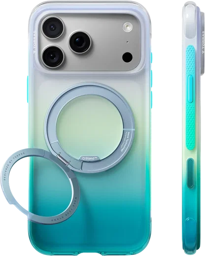 TORRAS O3 Air Gradient iPhone 18 Pro / 17 Pro Hoesje MagSafe Stand Groen Blauw afbeelding 2