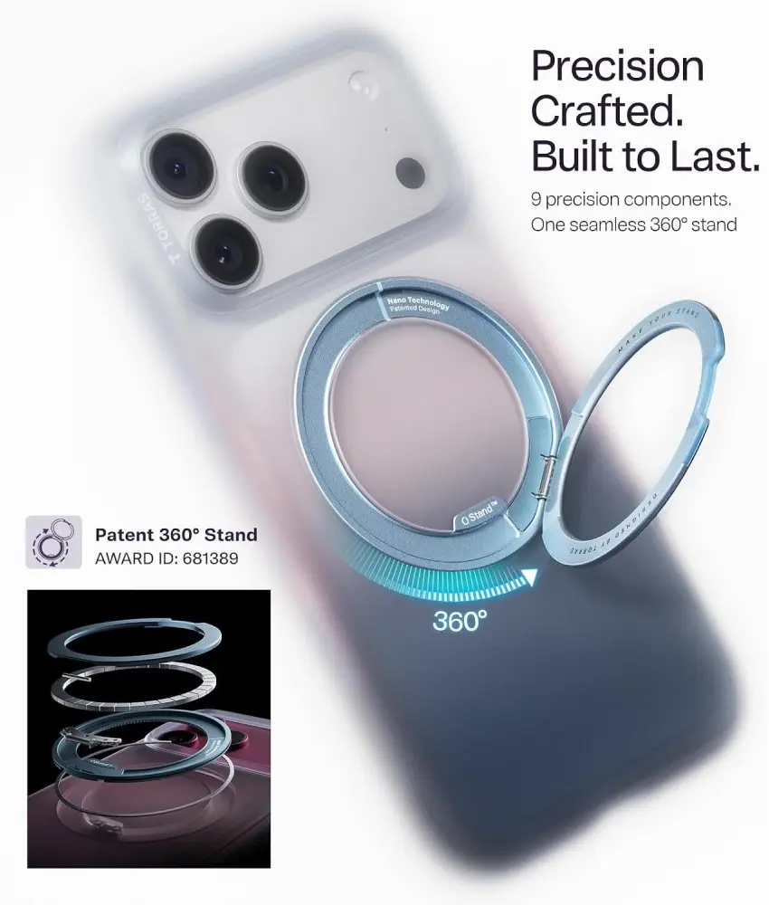 TORRAS O3 Air Gradient iPhone 18 Pro / 17 Pro Hoesje MagSafe Stand Blauw Paars afbeelding 3