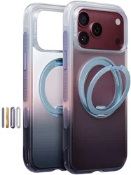 TORRAS O3 Air Gradient iPhone 18 Pro Hoesje MagSafe 360° Kickstand Blauw Paars afbeelding