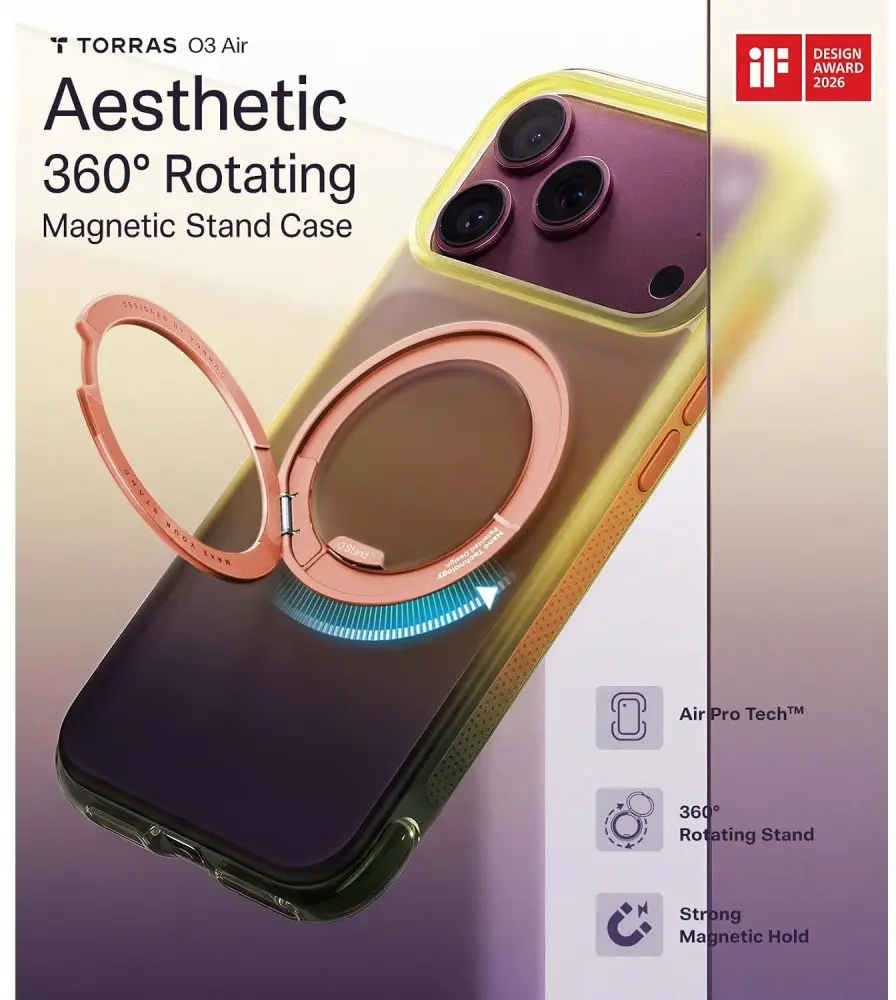 TORRAS O3 Air Gradient iPhone 18 Pro Max / 17 Pro Max Hoesje MagSafe Oranje afbeelding 4