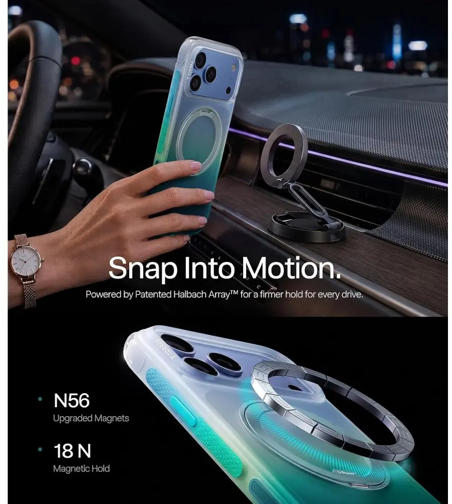 TORRAS O3 Air Gradient iPhone 18 Pro Max / 17 Pro Max Hoesje MagSafe Groen afbeelding 5