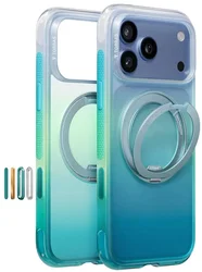 TORRAS O3 Air Gradient iPhone 18 Pro Max Hoesje MagSafe 360° Stand Groen Blauw afbeelding