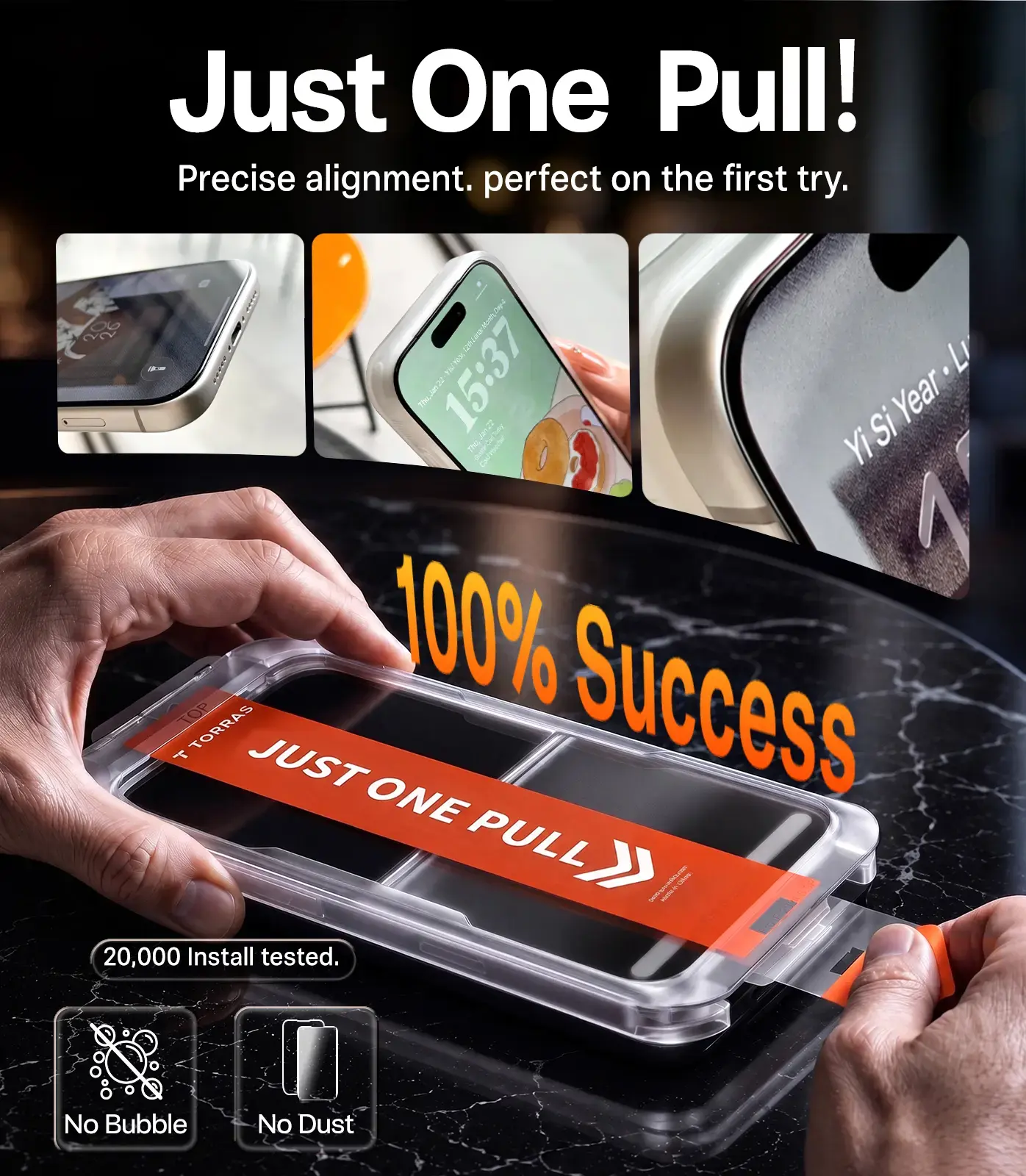 TORRAS Install Master Apple iPhone 18 Pro Max Screen Protector Installatietray afbeelding 4