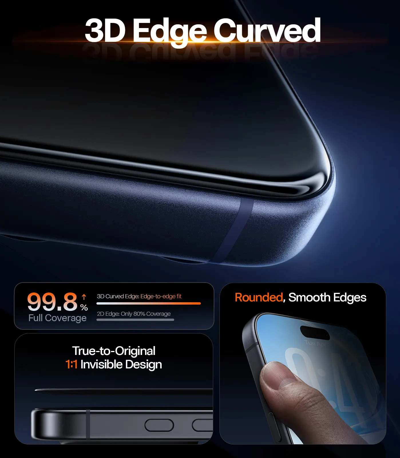 TORRAS OrigArmor Apple iPhone 18 Pro 9H+ Tempered Glass met Installatietray afbeelding 4
