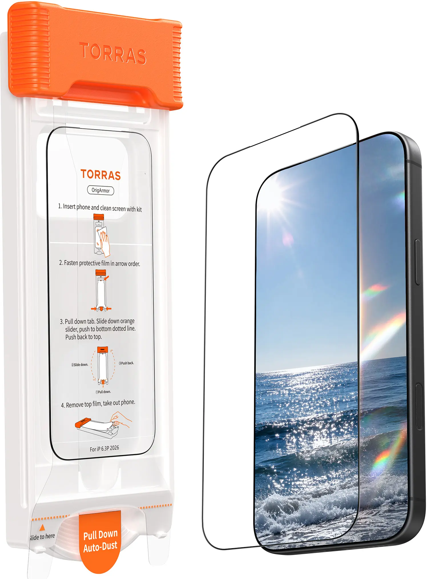 TORRAS OrigArmor Apple iPhone 18 Pro Max 9H+ Tempered Glass met Installatietray afbeelding 1