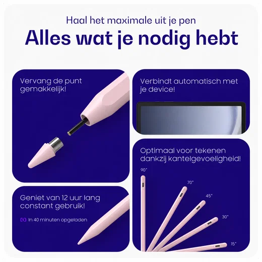 Buddi Flow 2 Universele Stylus Pen voor Android en iPad Roze afbeelding 6