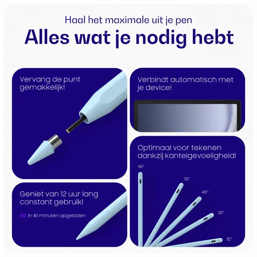 Buddi Flow 2 Universele Stylus Pen voor Android en iPad Blauw afbeelding 6