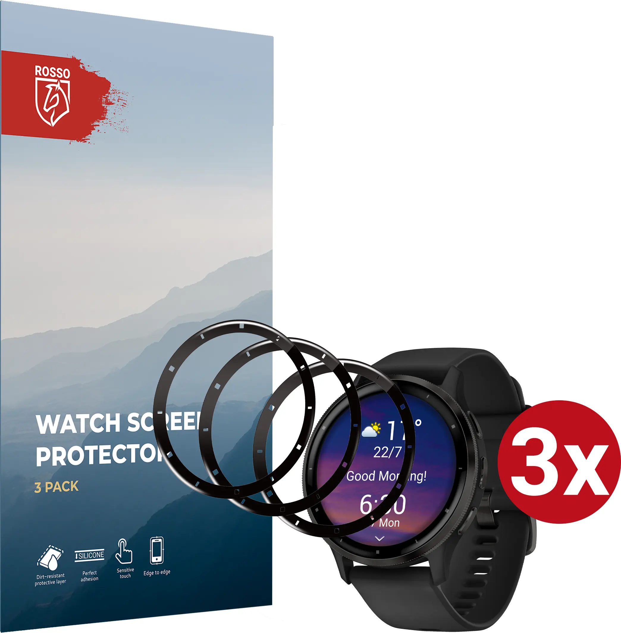 Rosso Garmin Venu 3 45MM Hybrid Glass Screen Protector (3-Pack) afbeelding 1