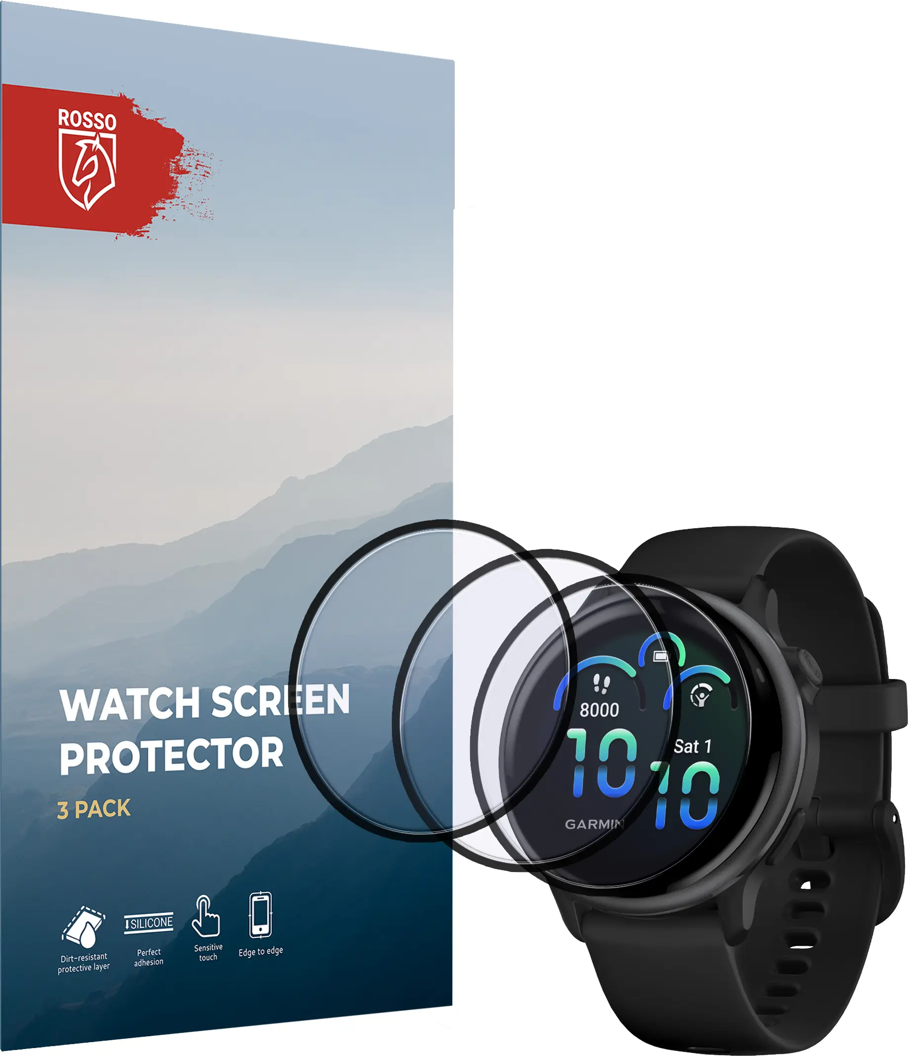 Rosso Garmin Vivoactive 6 Hybrid Glass Screen Protector (3-Pack) afbeelding 7