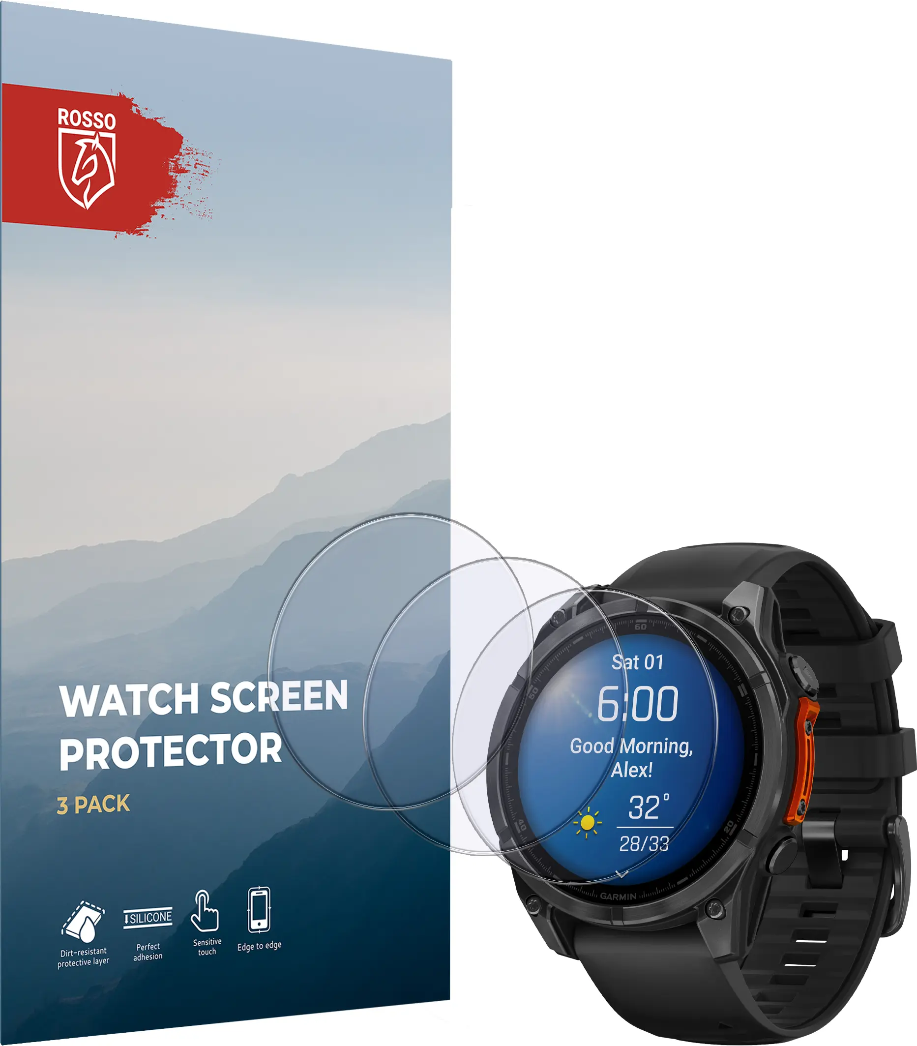 Rosso - Garmin Fenix 8 47MM 9H Tempered Glass Screen Protector 3-Pack afbeelding 8