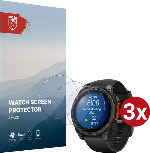 Rosso - Garmin Fenix 8 47MM 9H Tempered Glass Screen Protector 3-Pack afbeelding 1