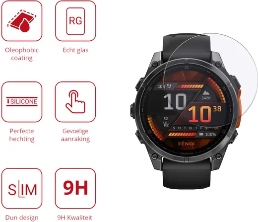 Rosso - Garmin Fenix 8 47MM 9H Tempered Glass Screen Protector 3-Pack afbeelding 2