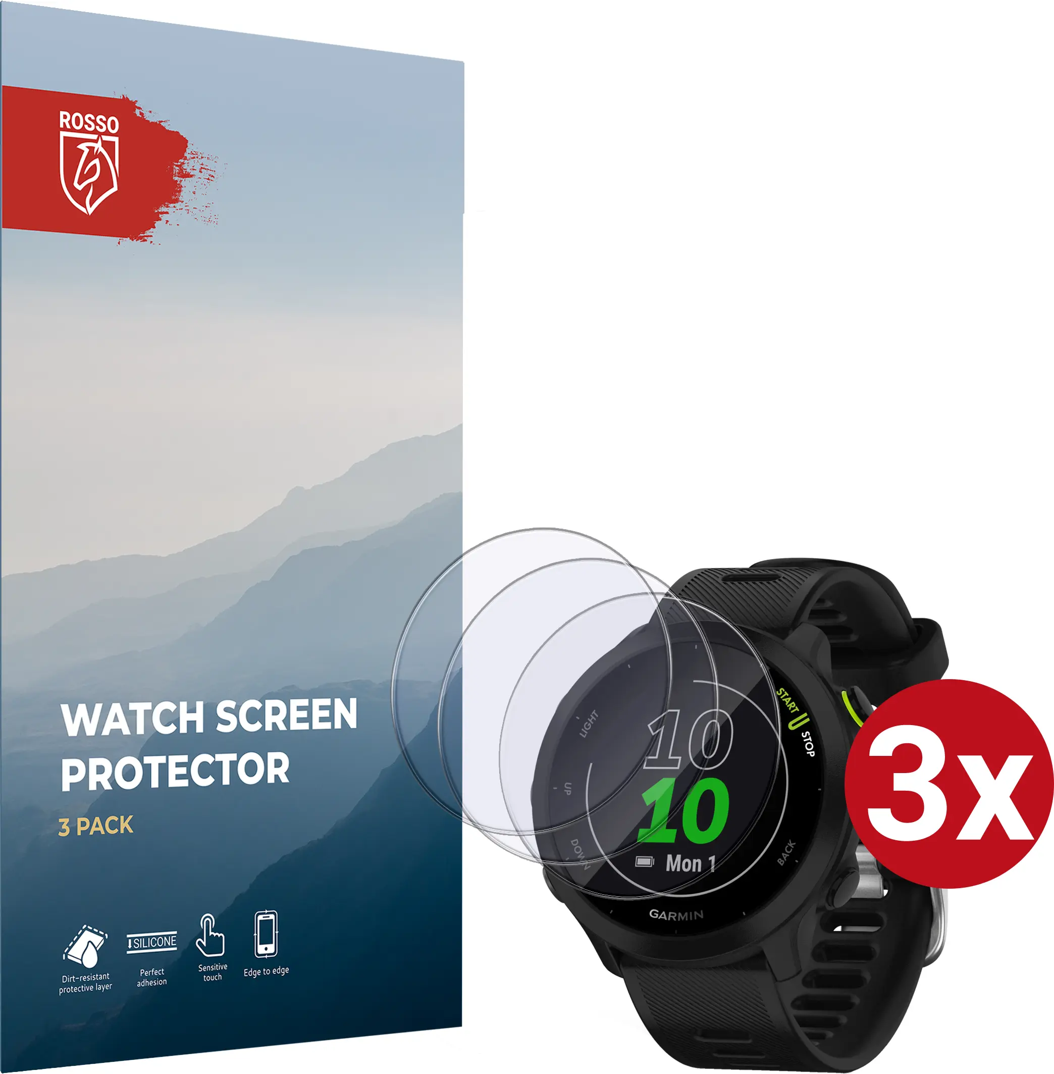 Rosso - Garmin Forerunner 55 9H Tempered Glass Screen Protector 3-Pack afbeelding 1