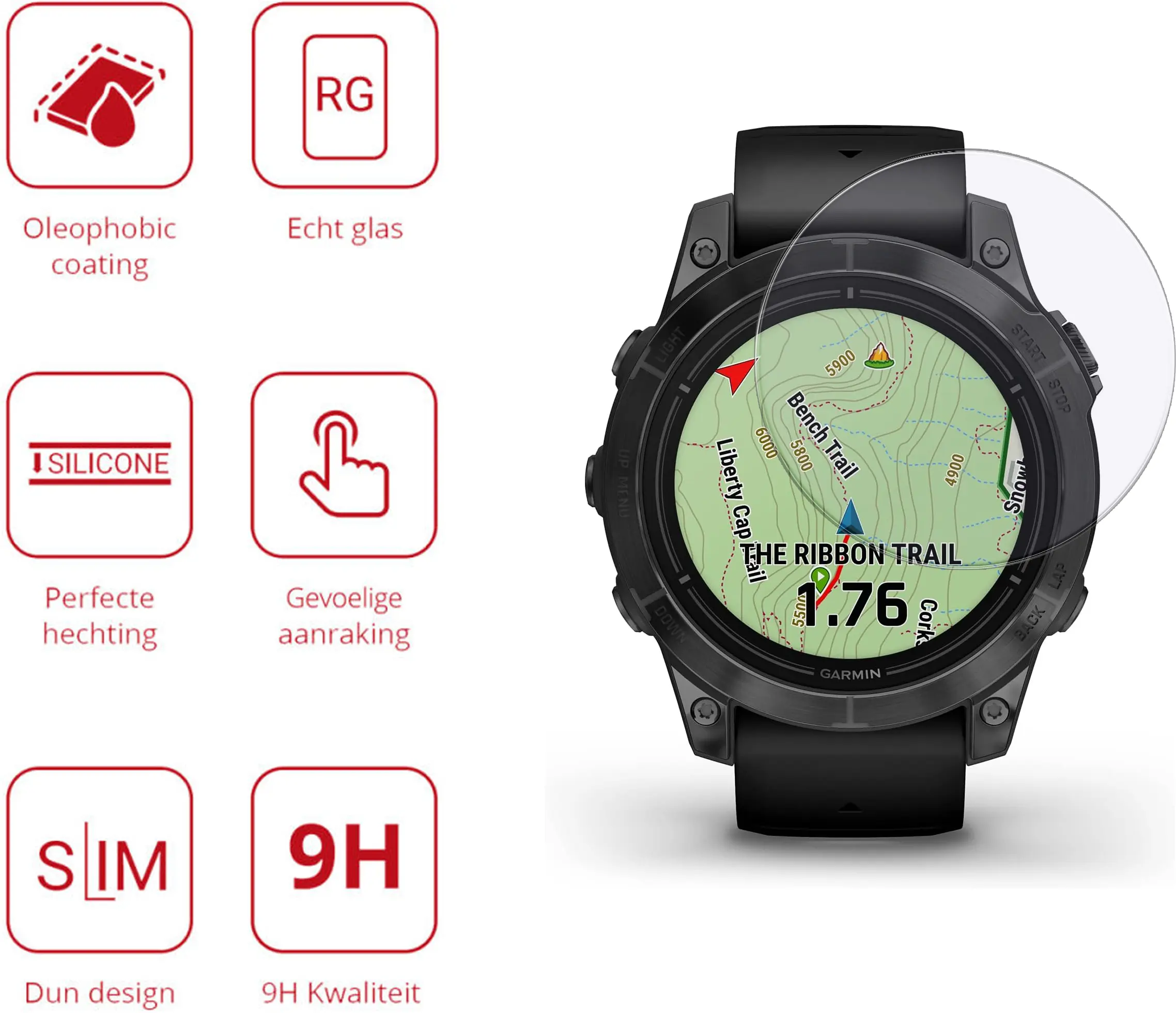 Rosso Garmin Epix Pro (Gen 2) 47MM 9H Tempered Glass Screen Protector 3-Pack afbeelding 2