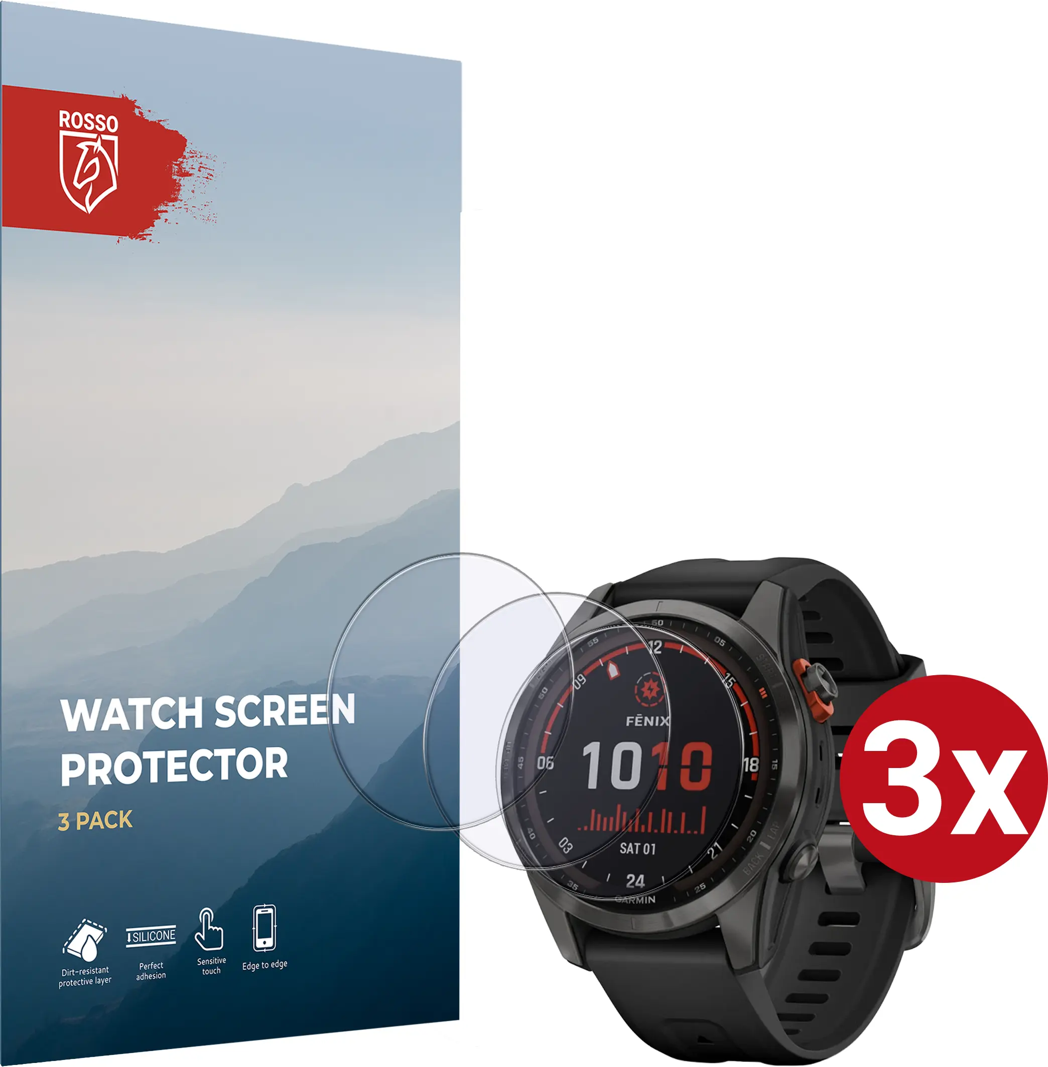 Rosso Garmin Fenix 7S 42MM 9H Tempered Glass Screen Protector 3-Pack afbeelding 1