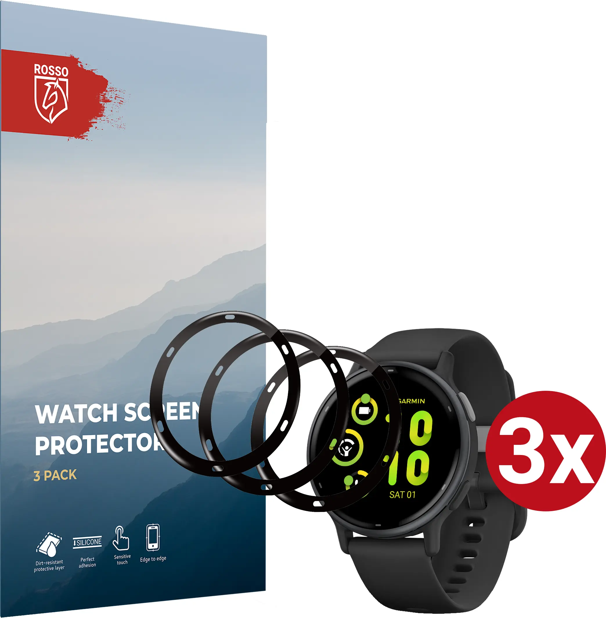 Rosso Garmin Vivoactive 5 Hybrid Glass Screen Protector (3-Pack) afbeelding 1