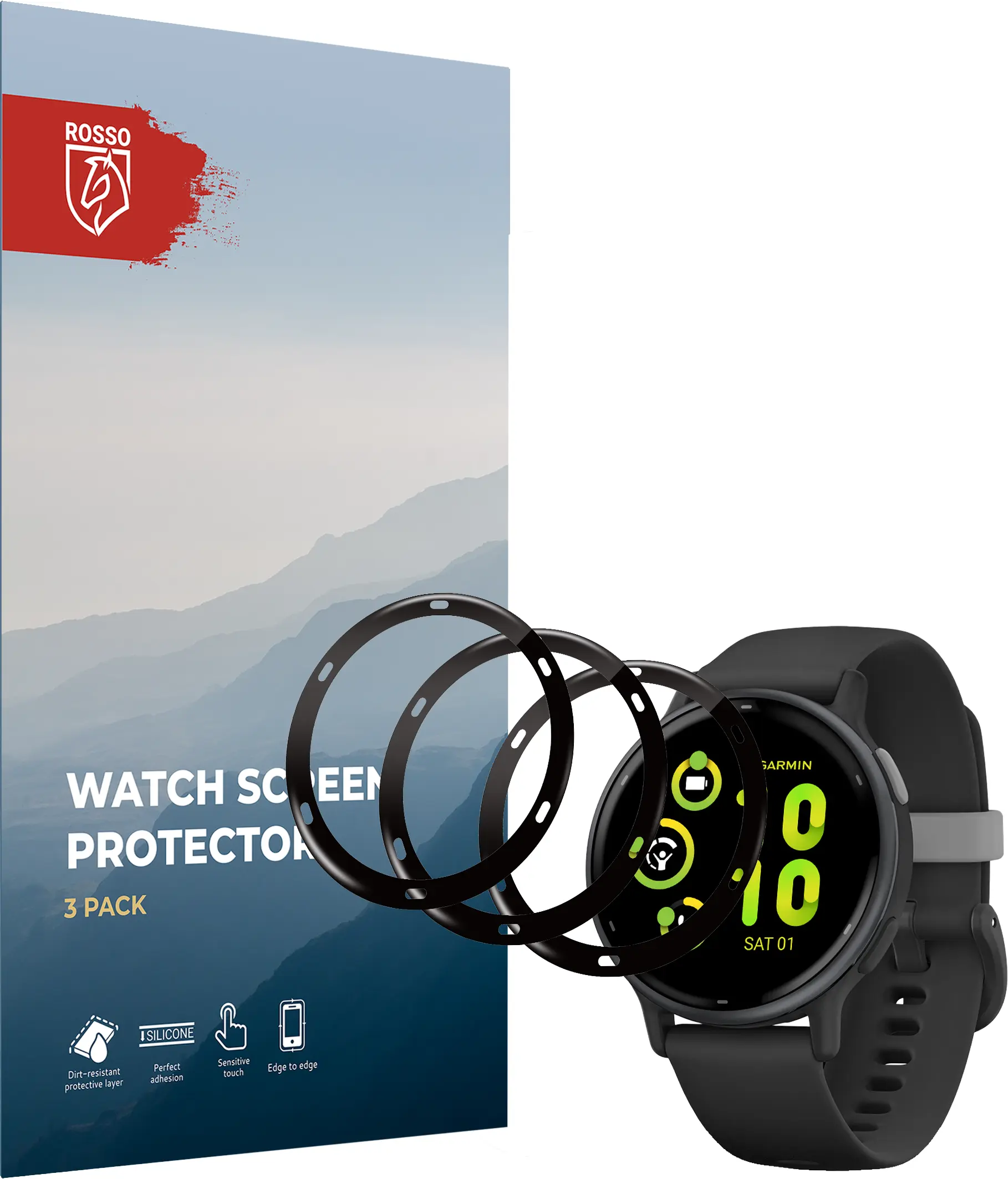 Rosso Garmin Vivoactive 5 Hybrid Glass Screen Protector (3-Pack) afbeelding 9