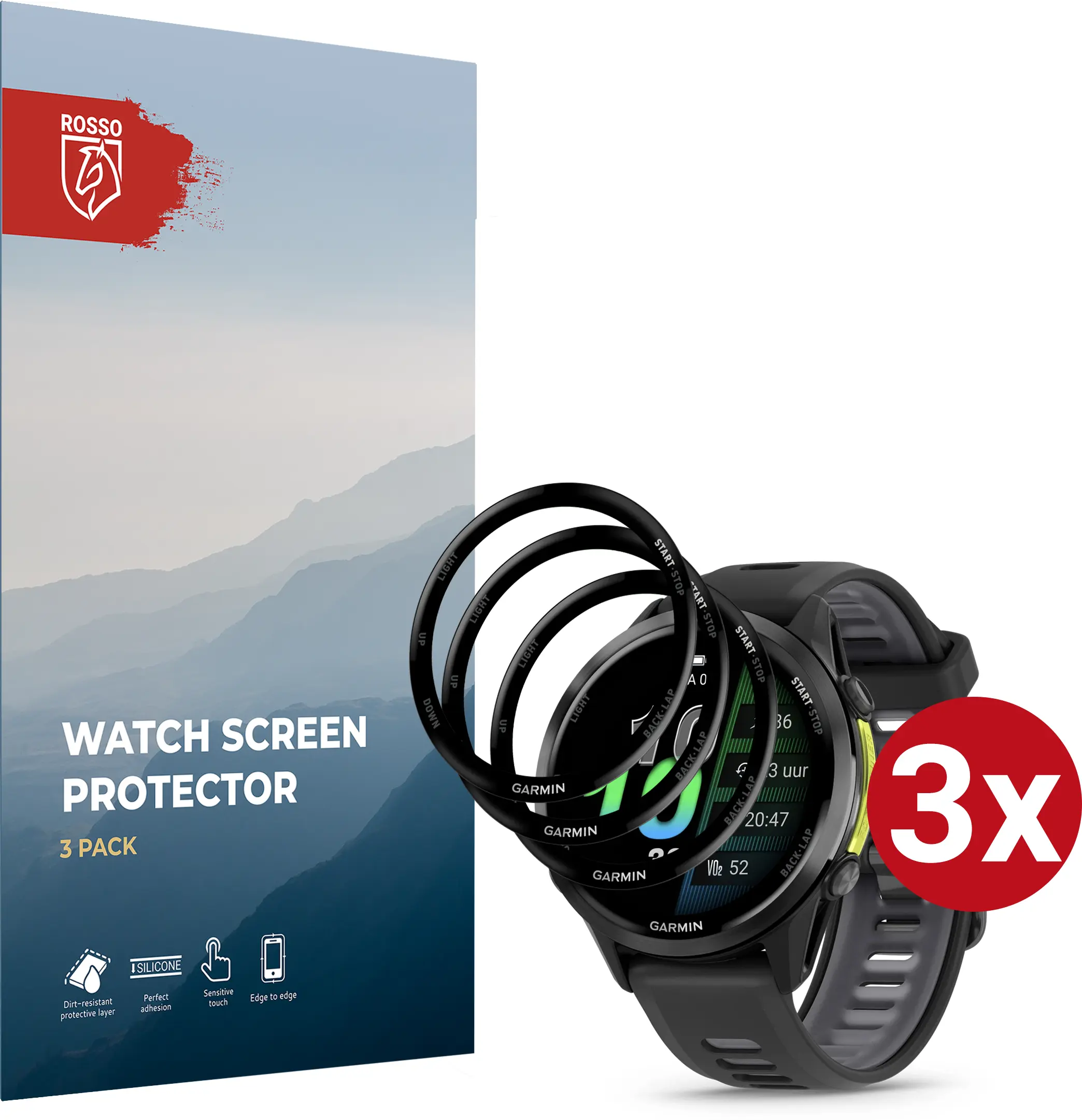 Rosso Garmin Forerunner 970 Hybrid Glass Screen Protector (3-Pack) afbeelding 1