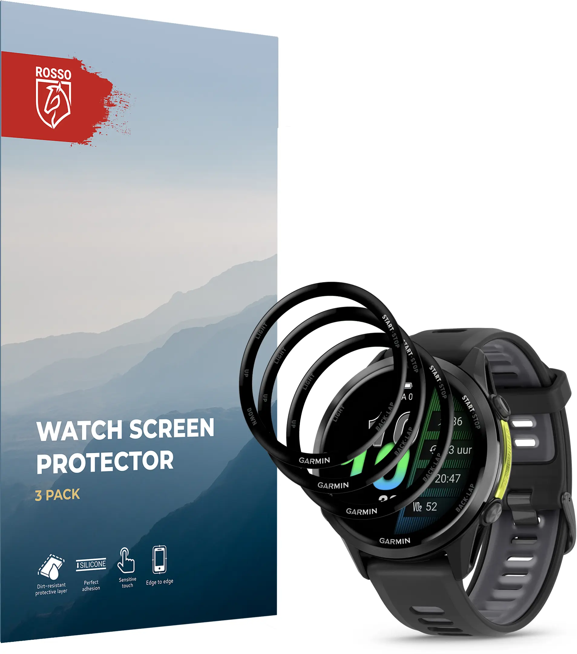 Rosso Garmin Forerunner 970 Hybrid Glass Screen Protector (3-Pack) afbeelding 9