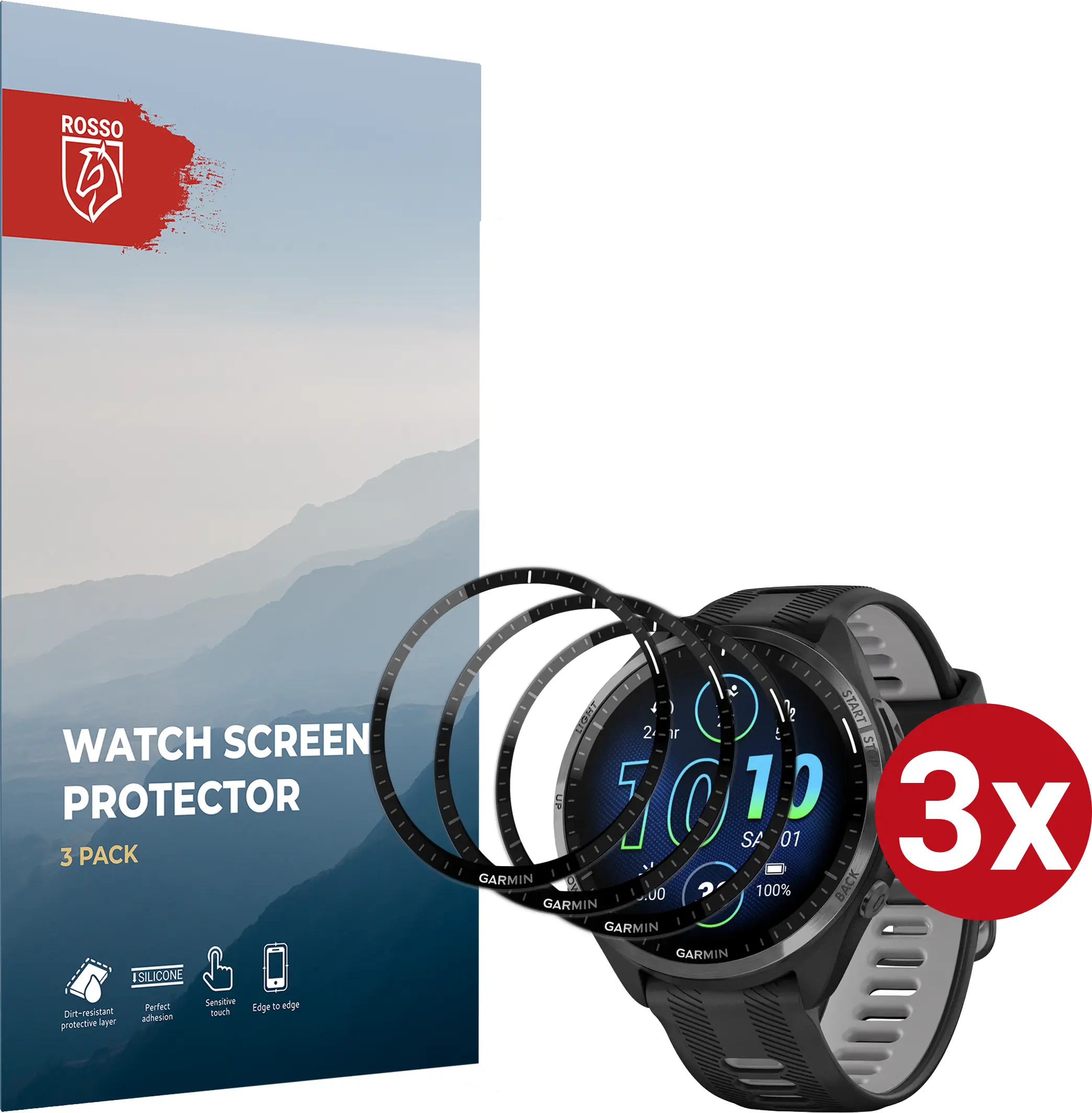 Rosso Garmin Forerunner 965 Hybrid Glass Screen Protector (3-Pack) afbeelding 1