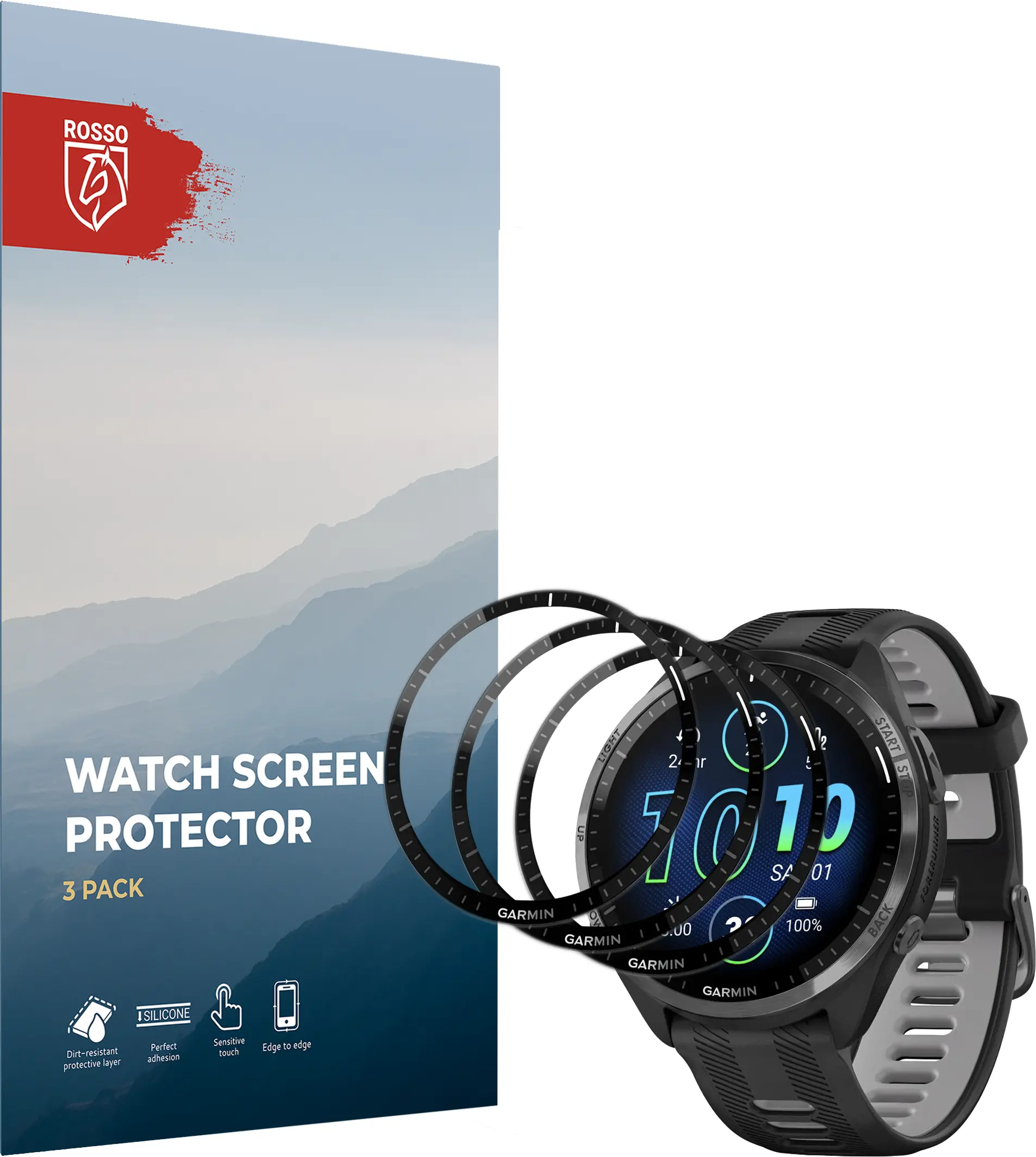 Rosso Garmin Forerunner 965 Hybrid Glass Screen Protector (3-Pack) afbeelding 9