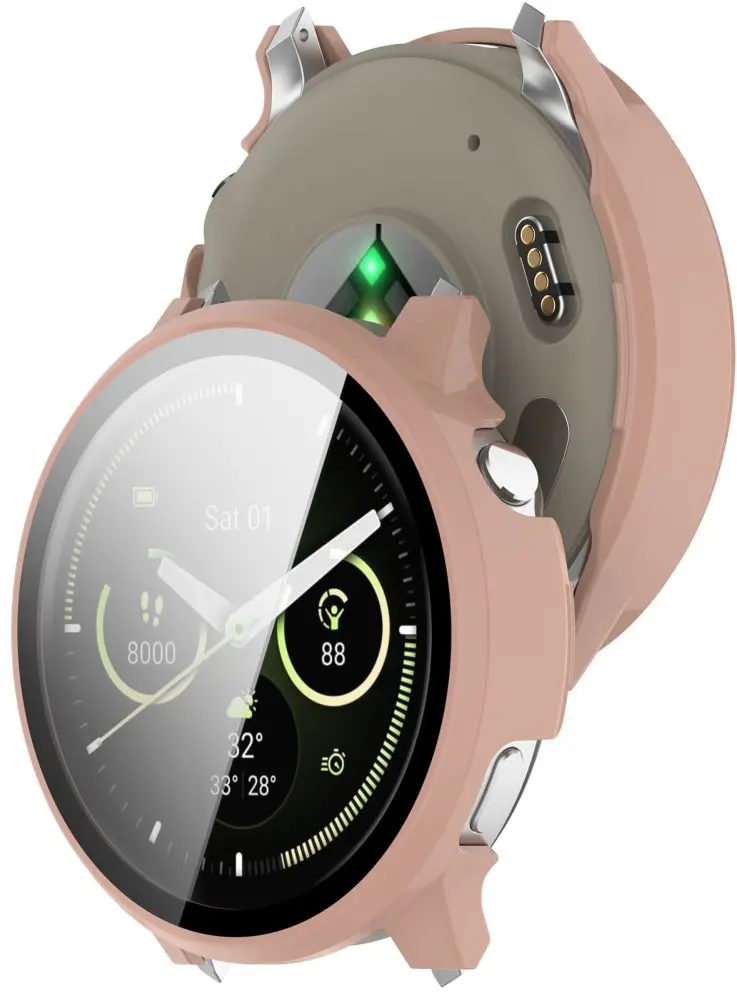 Garmim Venu 4 45MM Hoesje - Bumper Case Hard Plastic met Tempered Glass - Roze afbeelding 6