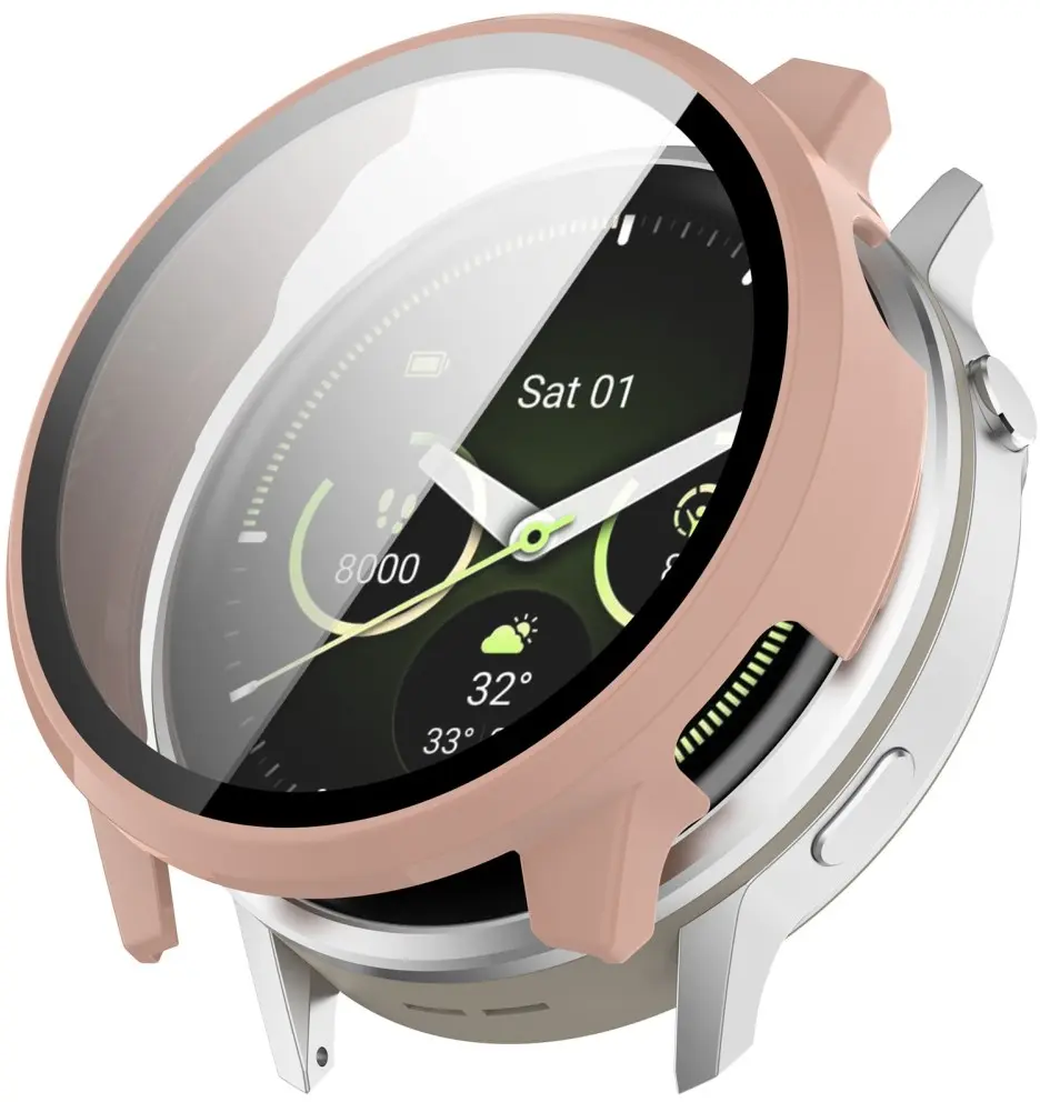 Garmim Venu 4 45MM Hoesje - Bumper Case Hard Plastic met Tempered Glass - Roze afbeelding 1