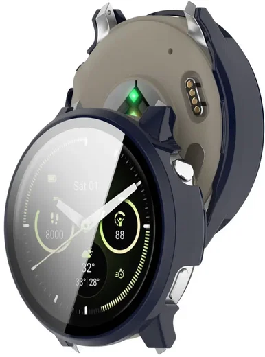 Garmin Venu 4 45MM Hoesje - Bumper Case Hard Plastic met Tempered Glass - Blauw afbeelding 6