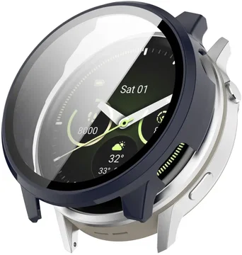 Garmin Venu 4 45MM Hoesje - Bumper Case Hard Plastic met Tempered Glass - Blauw