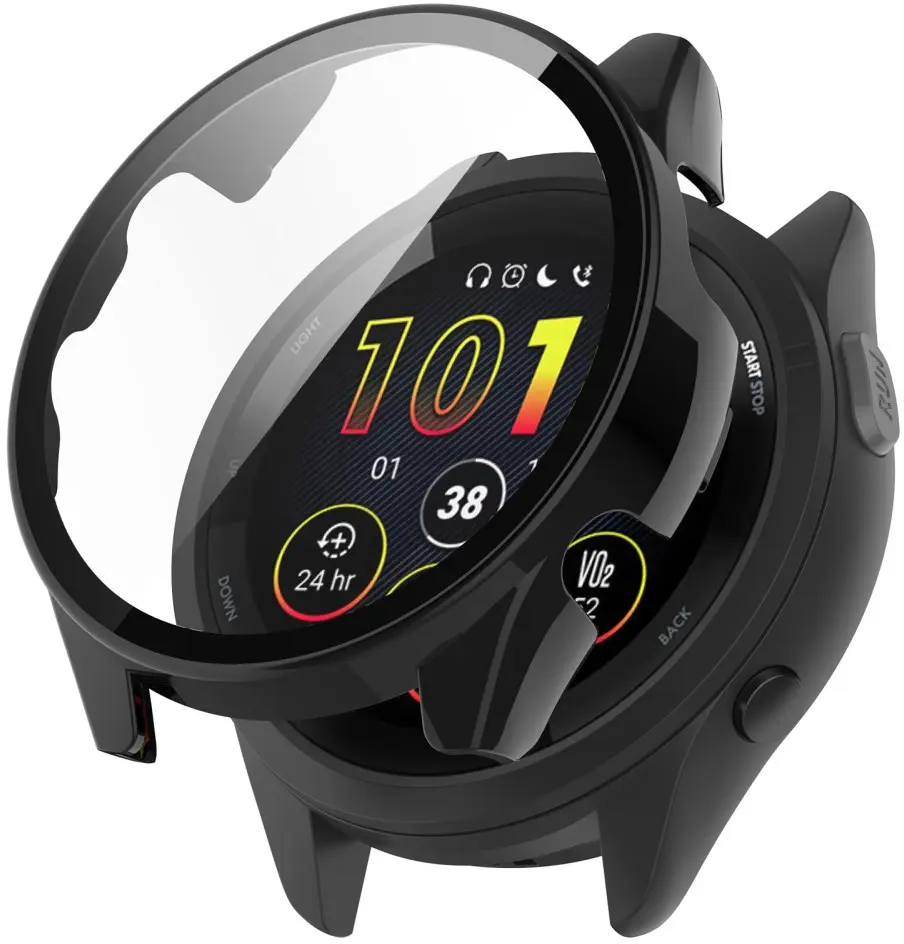 Garmin Forerunner 165 Hoesje - Bumper Case Hard Plastic Tempered Glass - Zwart afbeelding 1