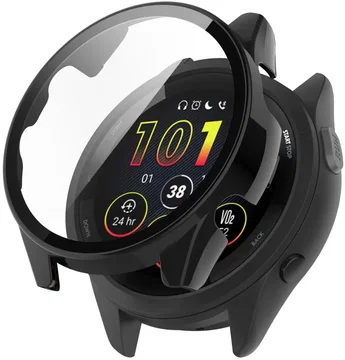 Garmin Forerunner 165 Hoesje - Bumper Case Hard Plastic Tempered Glass - Zwart