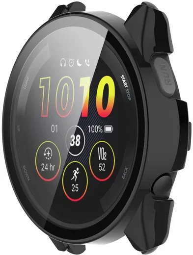 Garmin Forerunner 165 Hoesje - Bumper Case Hard Plastic Tempered Glass - Zwart afbeelding 2